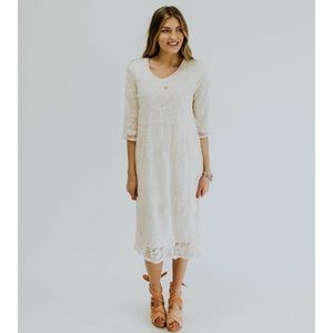 Rolee Nora MIDI Lace Dress in Ivory